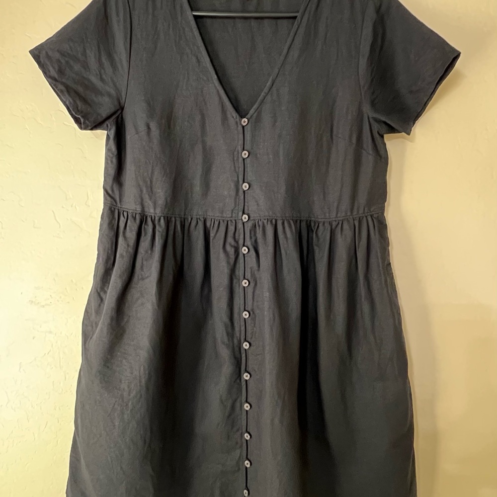 Madewell Linen-Cotton Blend Alexandra Button-Front Mini Dress
